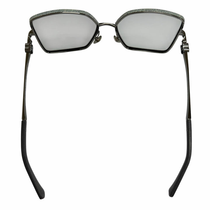 極美品△CHANEL シャネル 4288-Q ココマーク スクエア シェイプ デニム カーフスキン サングラス 57□17 140 デモレンズ 定価102300円