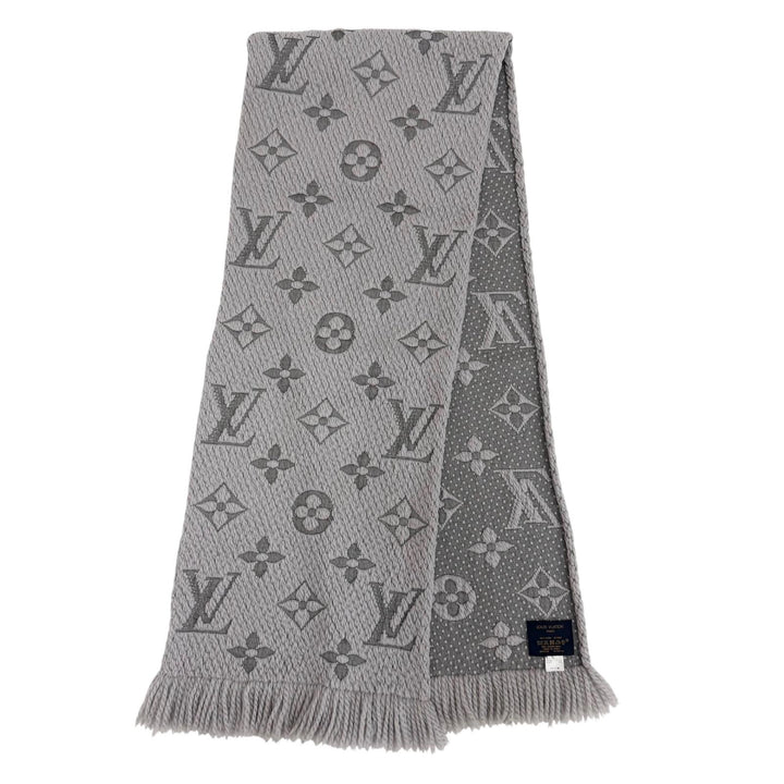 美品☆LOUIS VUITTON ルイヴィトン M74742 エシャルプ ロゴマニア ウール シルク グリペルル モノグラム マフラー イタリア製 正規品