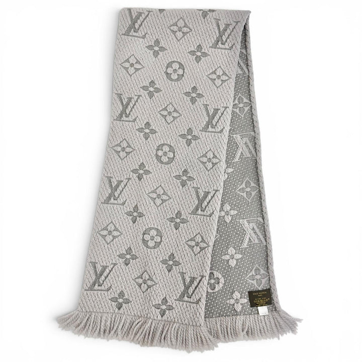 良品△LOUIS VUITTON ルイヴィトン M74742 エシャルプ ロゴマニア ウール シルク グリペルル モノグラム フリンジ マフラー 伊製 正規品