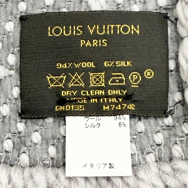 良品△LOUIS VUITTON ルイヴィトン M74742 エシャルプ ロゴマニア ウール シルク グリペルル モノグラム フリンジ マフラー 伊製 正規品