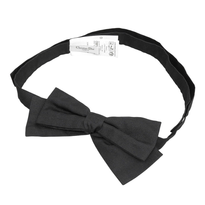 美品▲DIOR ディオール 41BOW100A615 シルク100％ CDロゴ刺繍 ボウタイ 蝶ネクタイ ネクタイ ブラック U イタリア製 メンズ 箱付き