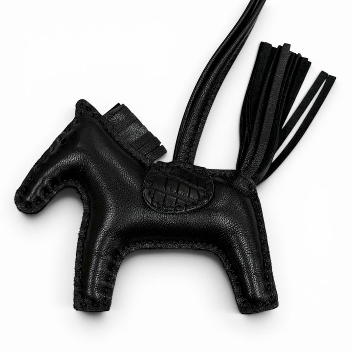 美品★HERMES エルメス ロデオチャーム タッチ PM ソーブラック アニョーミロ アリゲーター バッグチャーム Z刻印 フランス製 レディース