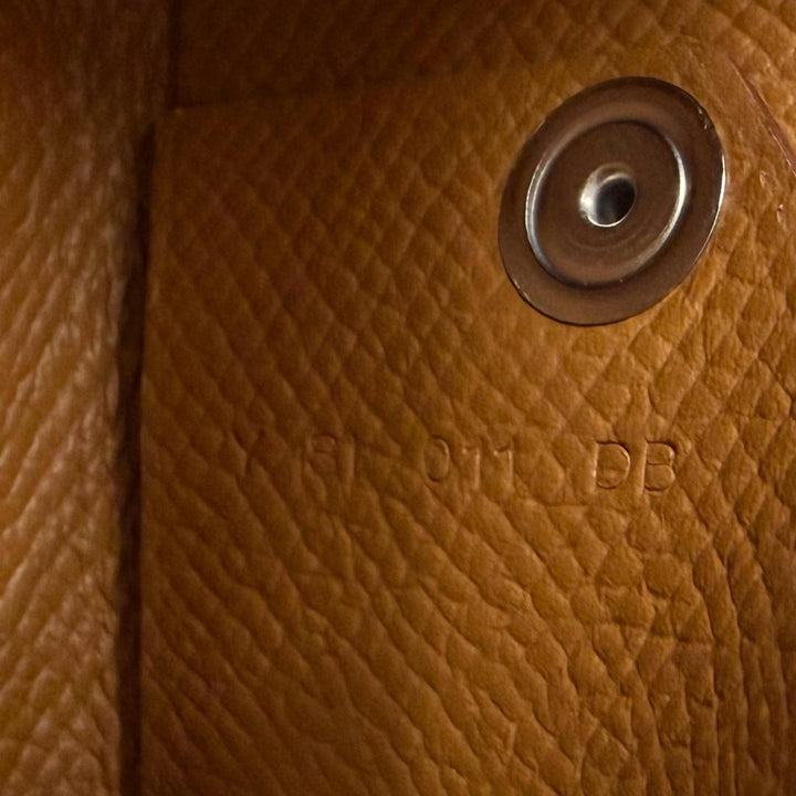 極美品★HERMES エルメス カルヴィ ゴールド ヴォーエプソン シルバー金具 名刺入れ カードケース Y刻印 フランス製 レディース 箱付き