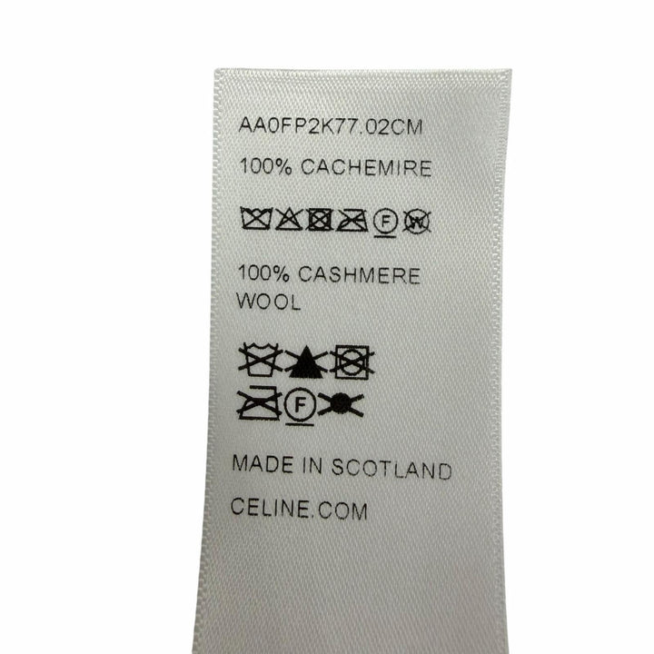 未使用品☆CELINE セリーヌ AA0FP2K77 カシミヤ100％ ロゴ フリンジ付 ショール ストール マフラー ブラウン 30×180cm 正規品 箱付き