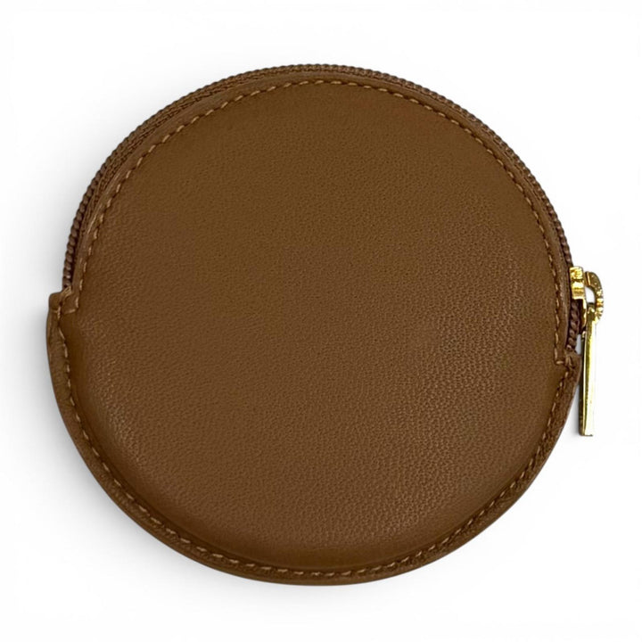 極美品★LOEWE ロエベ シープスキン アナグラム ラウンドZIP レザー コインケース ブラウン スペイン製 レディース 保存袋付き