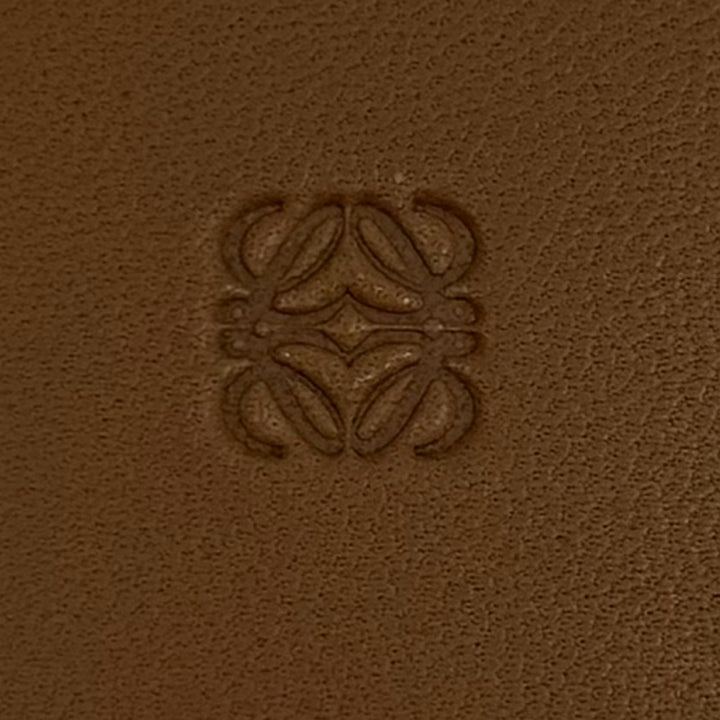 極美品★LOEWE ロエベ シープスキン アナグラム ラウンドZIP レザー コインケース ブラウン スペイン製 レディース 保存袋付き