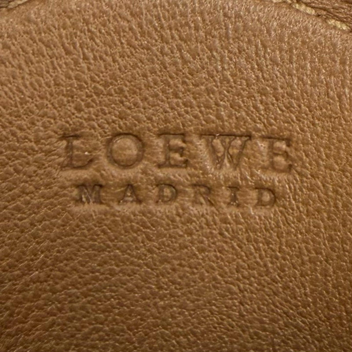 極美品★LOEWE ロエベ シープスキン アナグラム ラウンドZIP レザー コインケース ブラウン スペイン製 レディース 保存袋付き