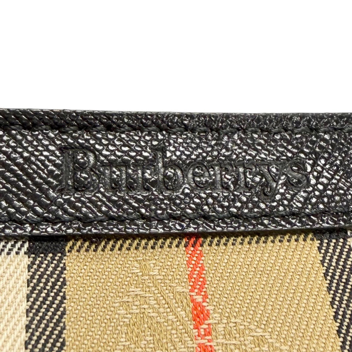 極美品△Burberrys バーバリー ヴィンテージ レザー シャドーホース ノバチェック柄 レザー使い ハンドバッグ ベージュ系 ブラック