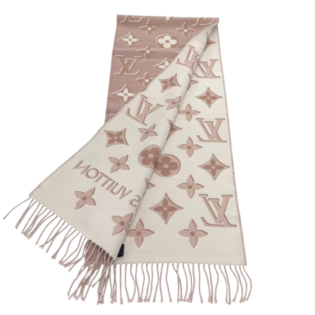 極美品★LOUIS VUITTON ルイヴィトン M78237 LV エセンシャル シャイン ウール シルク混 ローズ マフラー 170cm×34cm 正規品 箱付