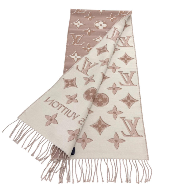 極美品★LOUIS VUITTON ルイヴィトン M78237 LV エセンシャル シャイン ウール シルク混 ローズ マフラー 170cm×34cm 正規品 箱付