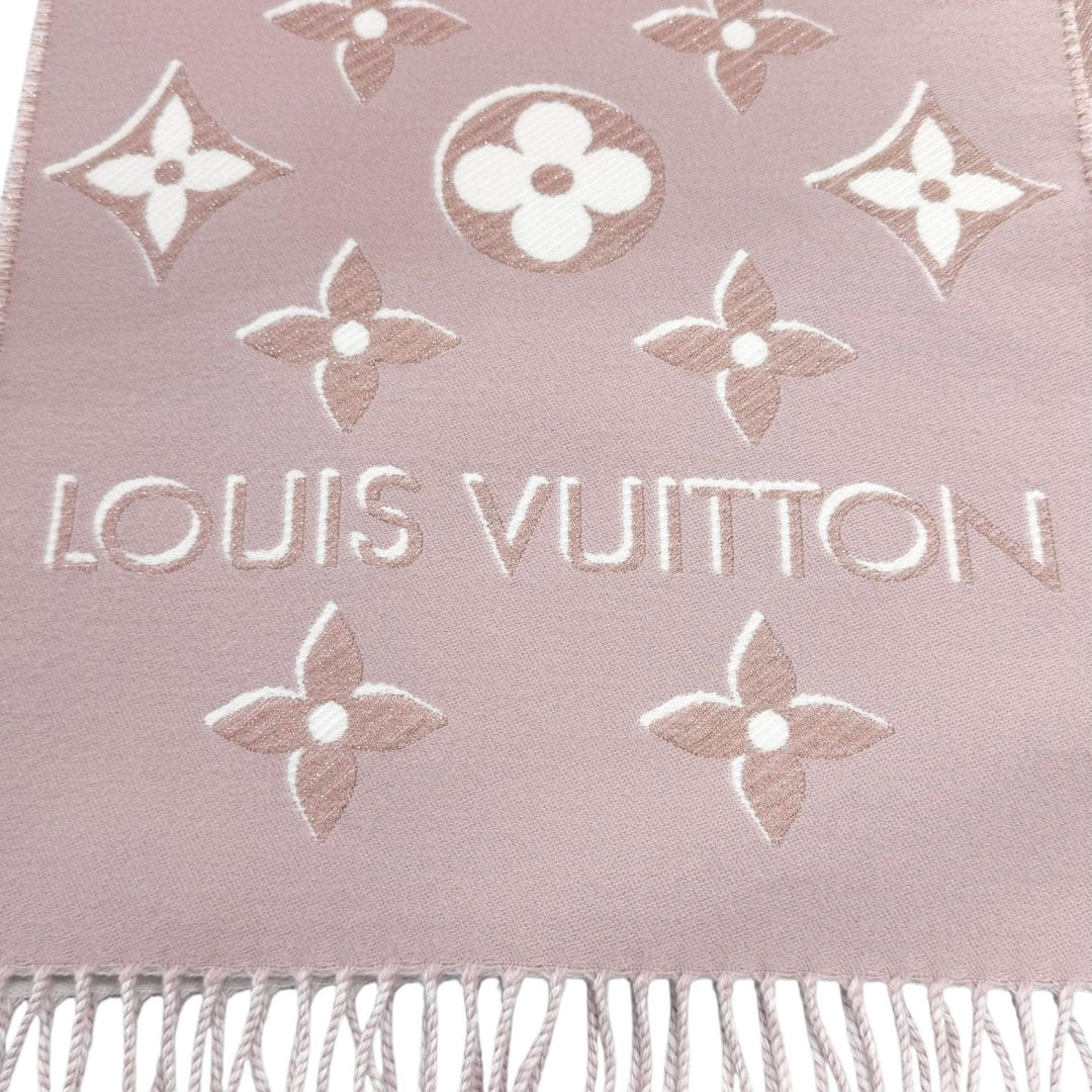 極美品★LOUIS VUITTON ルイヴィトン M78237 LV エセンシャル シャイン ウール シルク混 ローズ マフラー 170cm×34cm 正規品 箱付