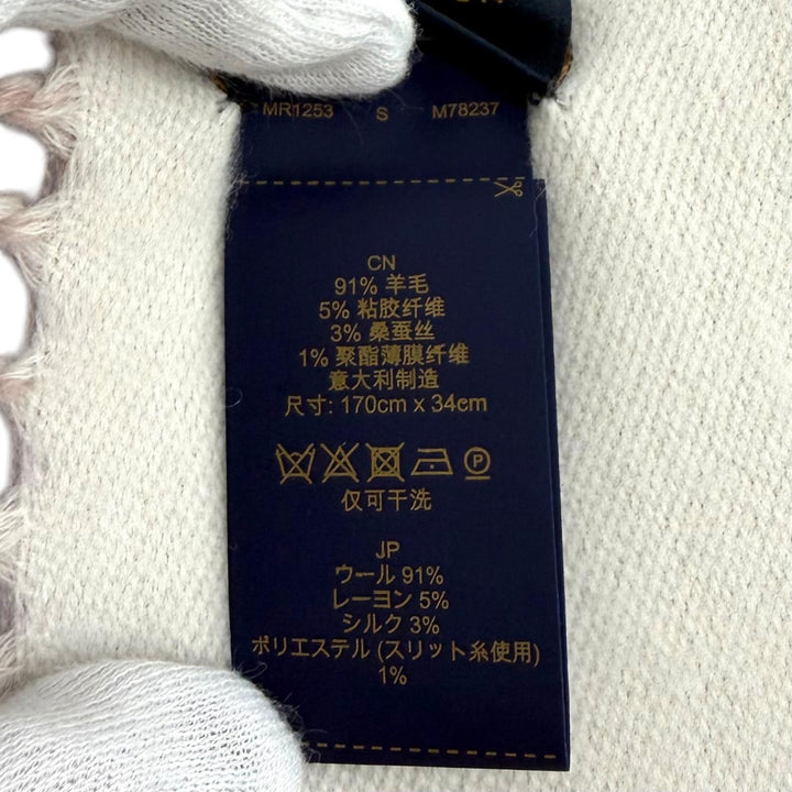 極美品★LOUIS VUITTON ルイヴィトン M78237 LV エセンシャル シャイン ウール シルク混 ローズ マフラー 170cm×34cm 正規品 箱付