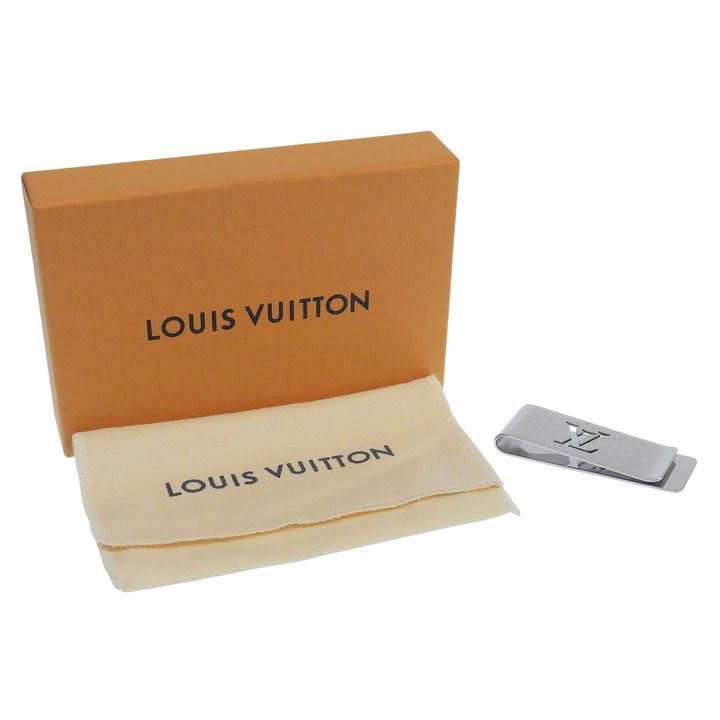 美品▲LOUIS VUITTON ルイヴィトン M65041 ビルクリップ シャンゼリゼ 札ばさみ マネークリップ シルバー 伊製 メンズ 箱・保存袋付き