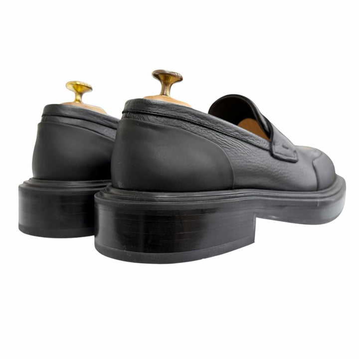未使用品△FERRAGAMO フェラガモ 0768723 DRY レザー ペニーローファー コインローファー ブラック 7.5 イタリア製 メンズ 箱・保存袋付き