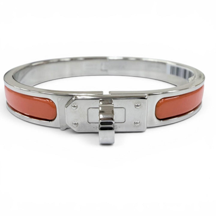 未使用品☆HERMES エルメス ミニクリックケリー ブレスレット バングル シルバー オレンジ フランス製 レディース 箱・保存袋付き