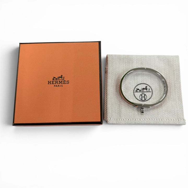 未使用品☆HERMES エルメス ミニクリックケリー ブレスレット バングル シルバー オレンジ フランス製 レディース 箱・保存袋付き