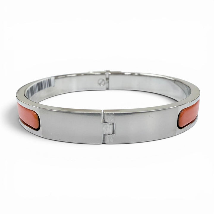 未使用品☆HERMES エルメス ミニクリックケリー ブレスレット バングル シルバー オレンジ フランス製 レディース 箱・保存袋付き
