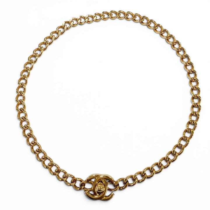 極美品☆CHANEL シャネル ヴィンテージ 96A ココマーク ターンロック ネックレス アクセサリー ゴールド フランス製 レディース 箱付き