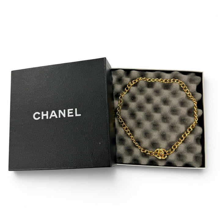 極美品☆CHANEL シャネル ヴィンテージ 96A ココマーク ターンロック ネックレス アクセサリー ゴールド フランス製 レディース 箱付き