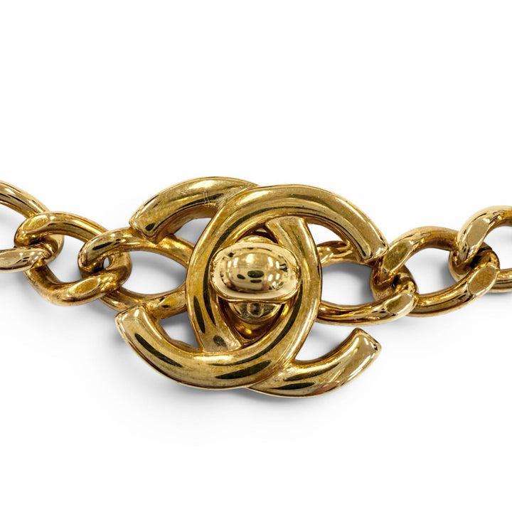 極美品☆CHANEL シャネル ヴィンテージ 96A ココマーク ターンロック ネックレス アクセサリー ゴールド フランス製 レディース 箱付き