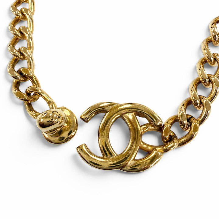 極美品☆CHANEL シャネル ヴィンテージ 96A ココマーク ターンロック ネックレス アクセサリー ゴールド フランス製 レディース 箱付き