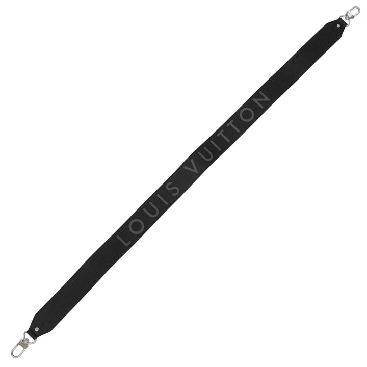 極美品▲LOUIS VUITTON ルイヴィトン J02392 ロゴデザイン レザー ショルダーストラップ ブラック グレー シルバー金具 箱・保存袋付き