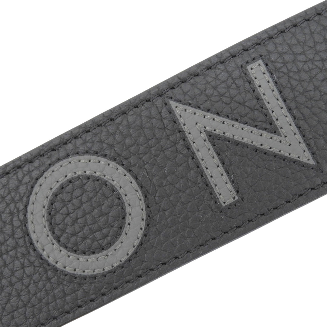 極美品▲LOUIS VUITTON ルイヴィトン J02392 ロゴデザイン レザー ショルダーストラップ ブラック グレー シルバー金具 箱・保存袋付き