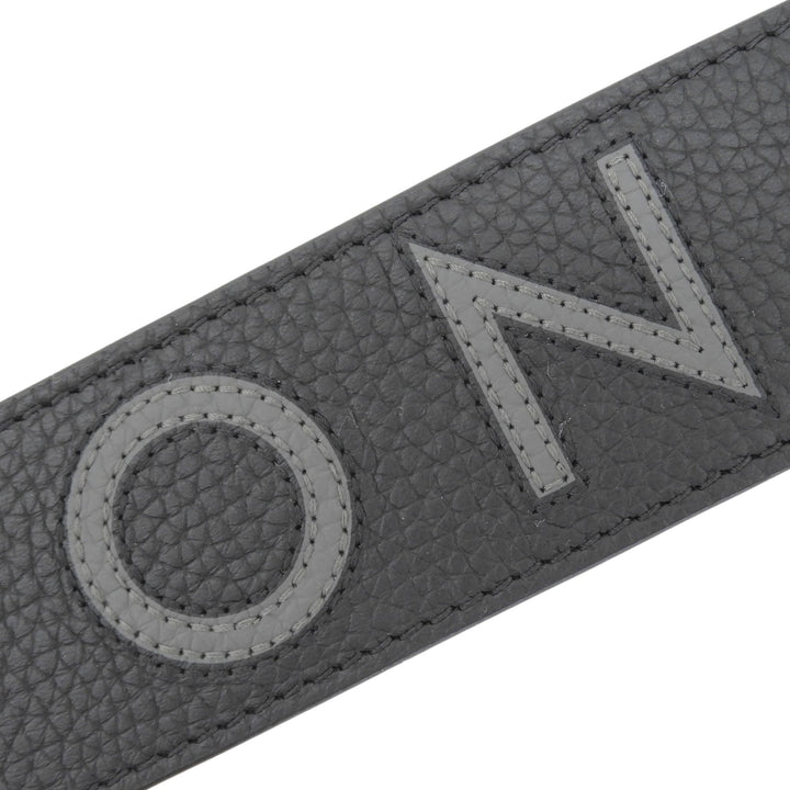 極美品▲LOUIS VUITTON ルイヴィトン J02392 ロゴデザイン レザー ショルダーストラップ ブラック グレー シルバー金具 箱・保存袋付き