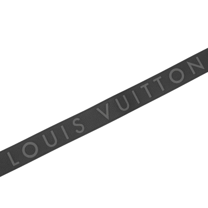 極美品▲LOUIS VUITTON ルイヴィトン J02392 ロゴデザイン レザー ショルダーストラップ ブラック グレー シルバー金具 箱・保存袋付き