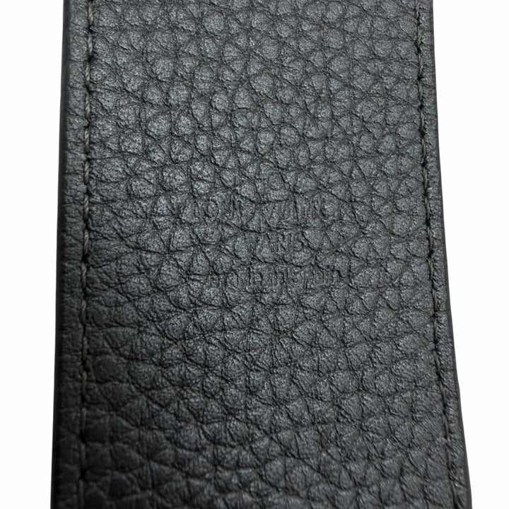 極美品▲LOUIS VUITTON ルイヴィトン J02392 ロゴデザイン レザー ショルダーストラップ ブラック グレー シルバー金具 箱・保存袋付き