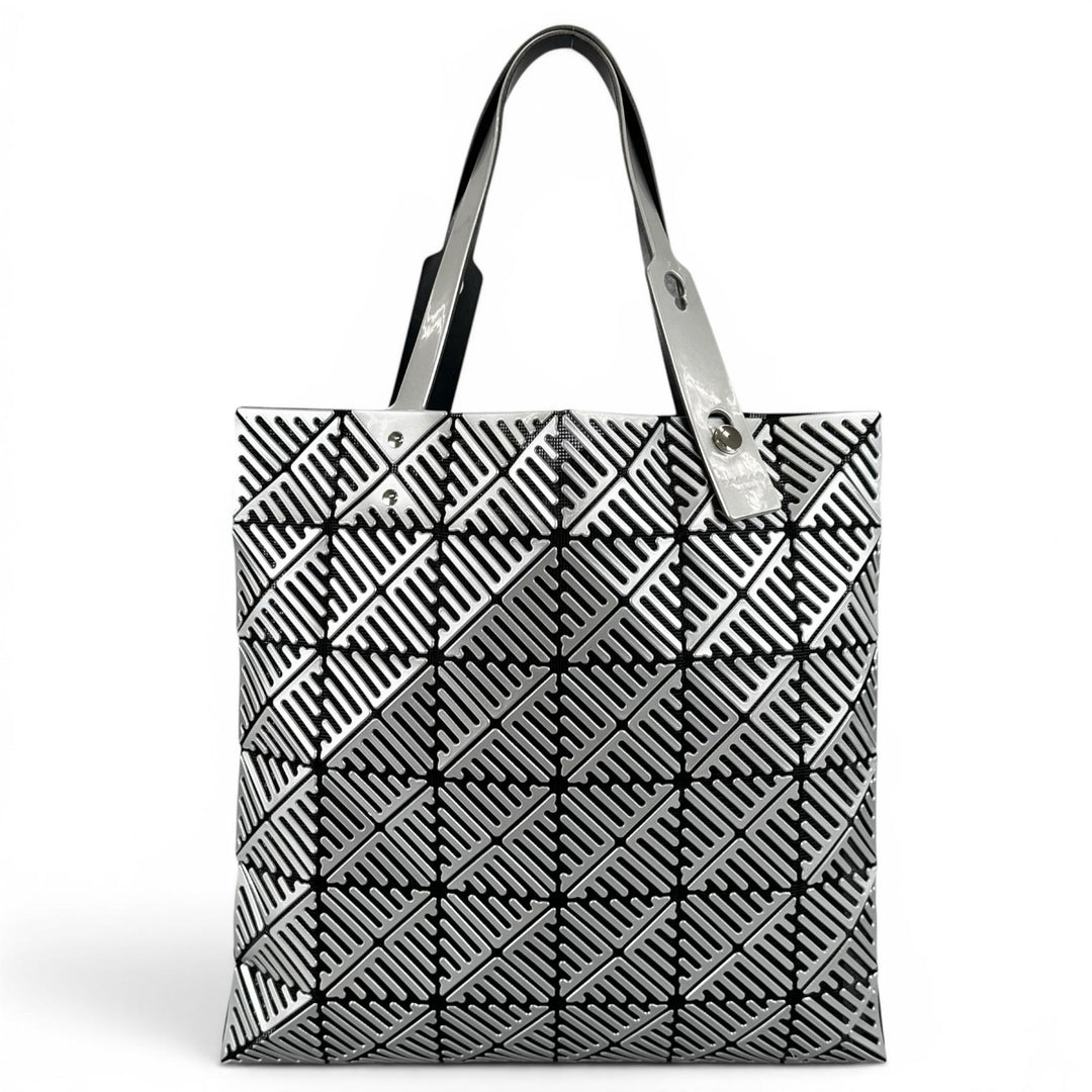 極美品▲BAOBAO ISSEY MIYAKE バオバオ イッセイミヤケ BB81-AG831 希少デザイン トートバッグ シルバー 日本製 正規品 レディース