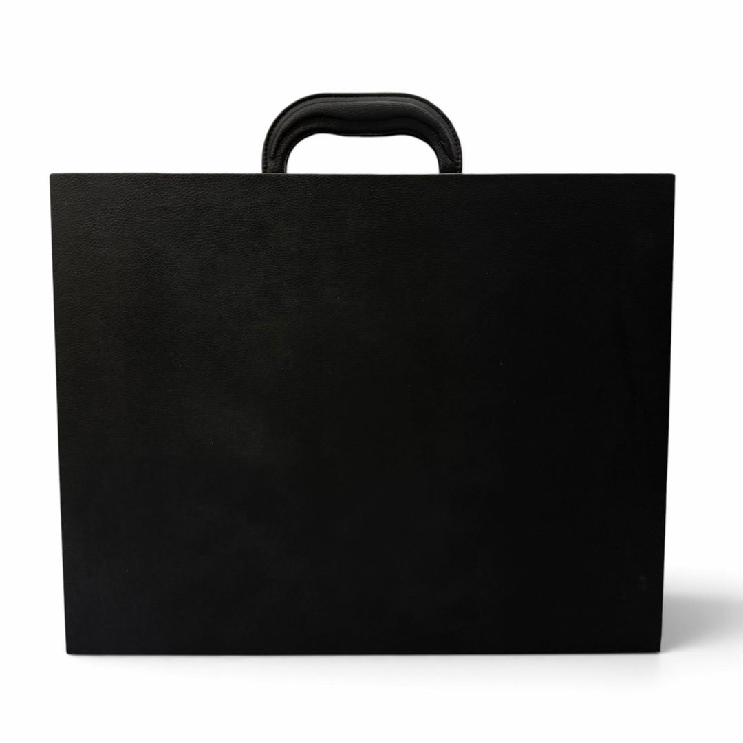 美品▼VERSACE ヴェルサーチ レザー ウッド メデューサ 時計バッグ ウォッチケース アタッシュケース ブラック ゴールド金具 メンズ 箱付