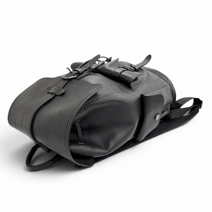美品△COACH コーチ F36811 ハドソン ロゴレザーパッチ レザー リュックサック デイパック バックパック ブラック メンズ オススメ◎