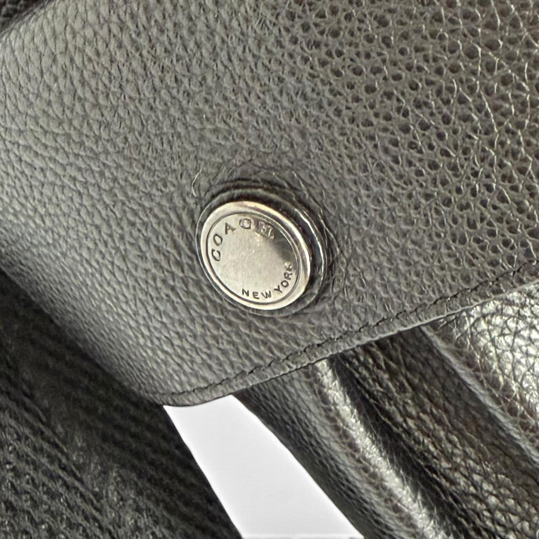 美品△COACH コーチ F36811 ハドソン ロゴレザーパッチ レザー リュックサック デイパック バックパック ブラック メンズ オススメ◎