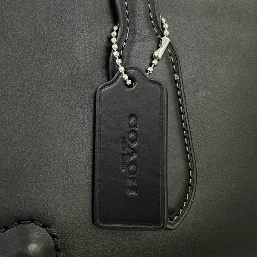 極美品▲COACH コーチ CR096 ニーナ トート スムースレザー Cロゴエンボス トートバッグ ブラック レディース 保存袋付き