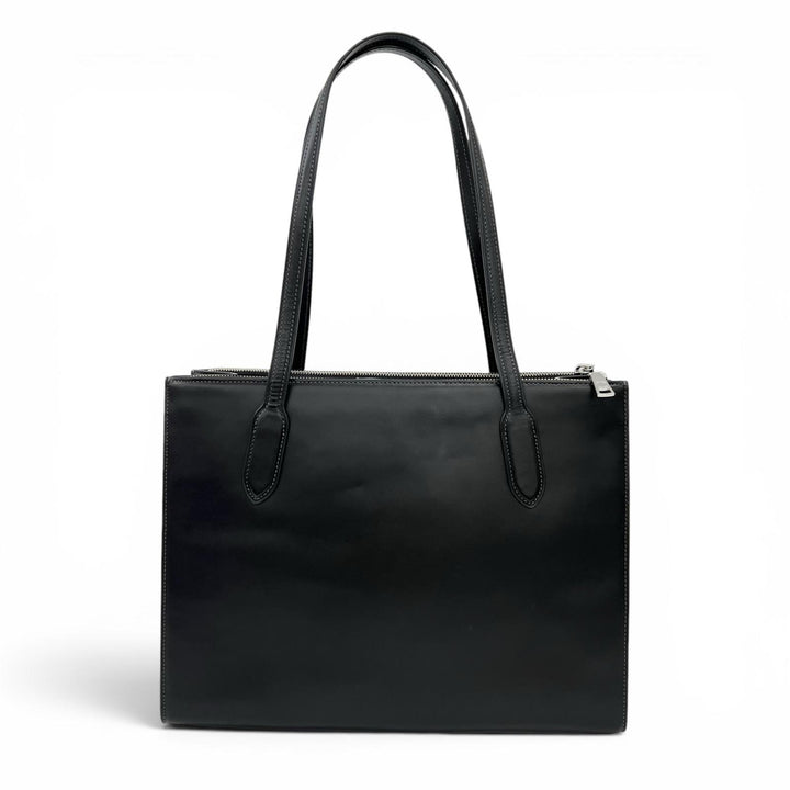 極美品▲COACH コーチ CR096 ニーナ トート スムースレザー Cロゴエンボス トートバッグ ブラック レディース 保存袋付き