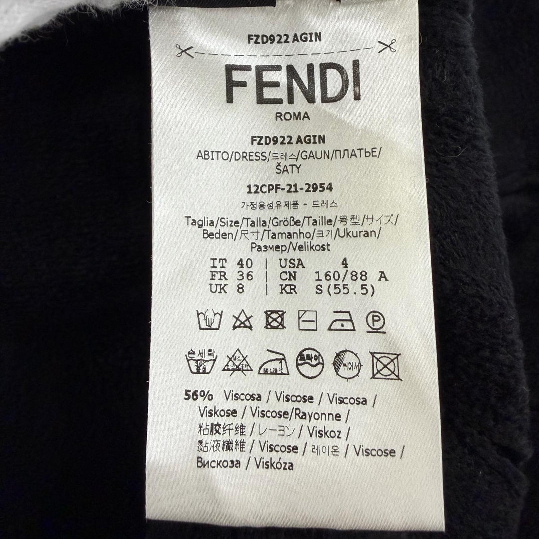 極美品☆FENDI SKIMS フェンディ スキムズ FZD922 FFロゴ パイル地 ノースリーブ ワンピース ブラック 40 イタリア製 正規品 レディース