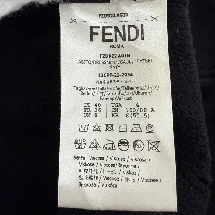 極美品☆FENDI SKIMS フェンディ スキムズ FZD922 FFロゴ パイル地 ノースリーブ ワンピース ブラック 40 イタリア製 正規品 レディース