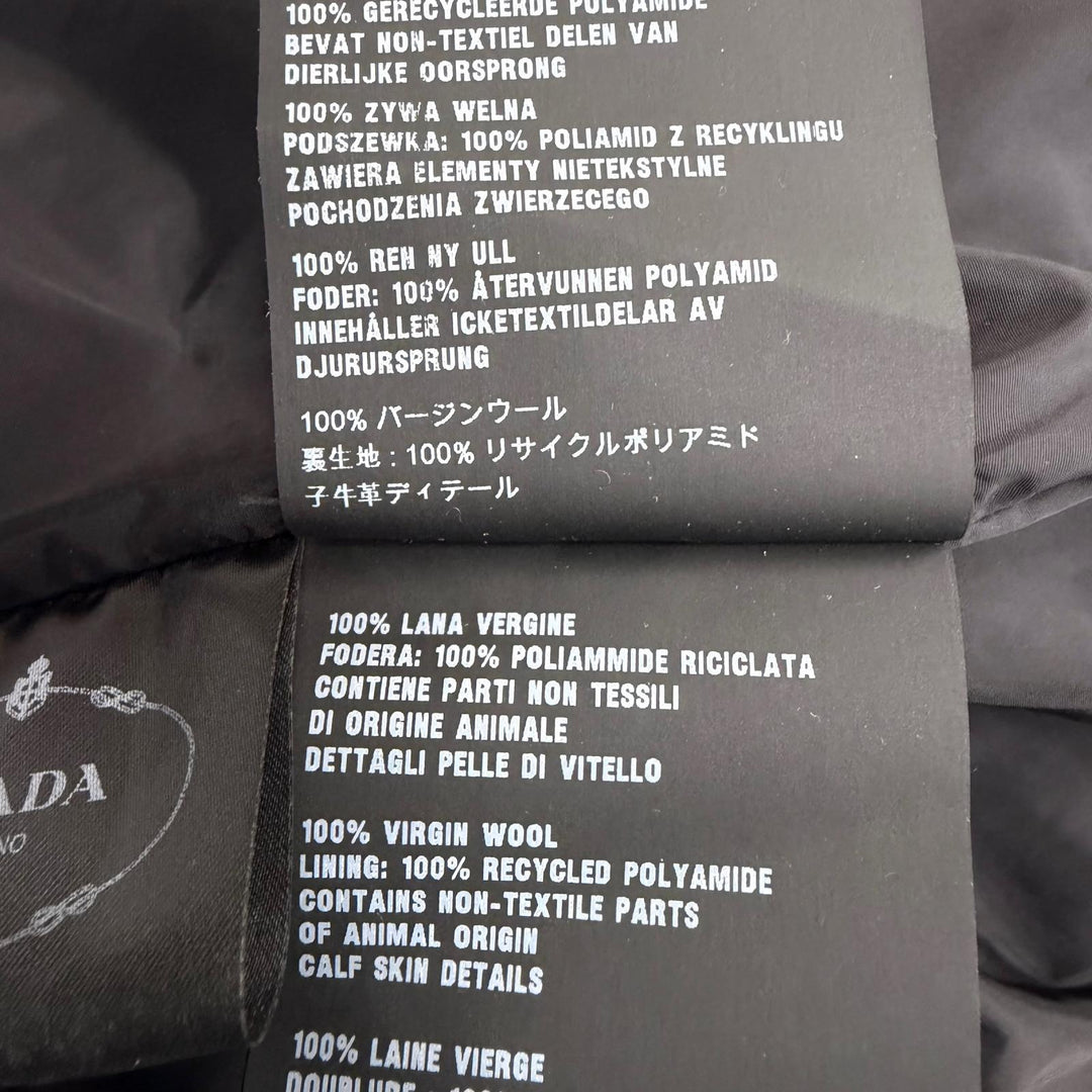 美品□PRADA プラダ バージンウール100％ トライアングルロゴ 三角プレート ブルゾンジャケット ブラック IT 36 イタリア製 正規品