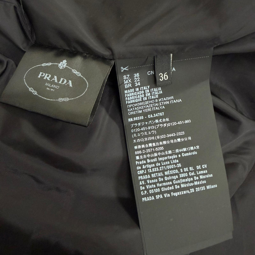 美品□PRADA プラダ バージンウール100％ トライアングルロゴ 三角プレート ブルゾンジャケット ブラック IT 36 イタリア製 正規品