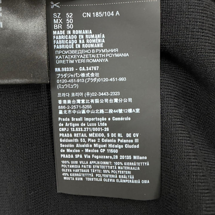 美品▼PRADA プラダ 2025年製 UMG107 ウール100% トライアングルロゴ 三角プレート ZIPUP ニット ナイロンジャケット パーカー 52 正規品