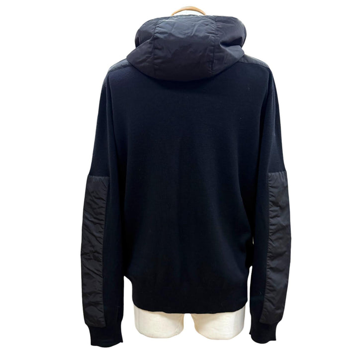 美品▼PRADA プラダ 2025年製 UMG107 ウール100% トライアングルロゴ 三角プレート ZIPUP ニット ナイロンジャケット パーカー 52 正規品