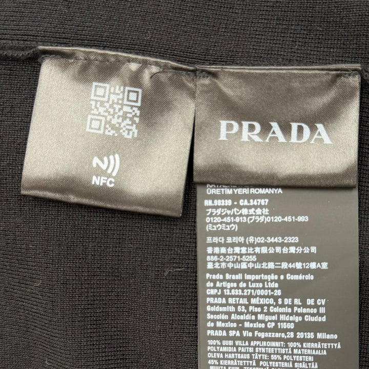 美品▼PRADA プラダ 2025年製 UMG107 ウール100% トライアングルロゴ 三角プレート ZIPUP ニット ナイロンジャケット パーカー 52 正規品