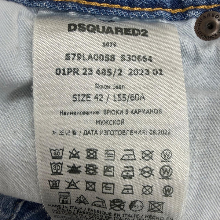 【ドンドン見直し】美品□DSQUARED2 ディースクエアード 23SS S79LA0058 Skater Jean ICONロゴ デニムパンツ 42 イタリア製 正規品