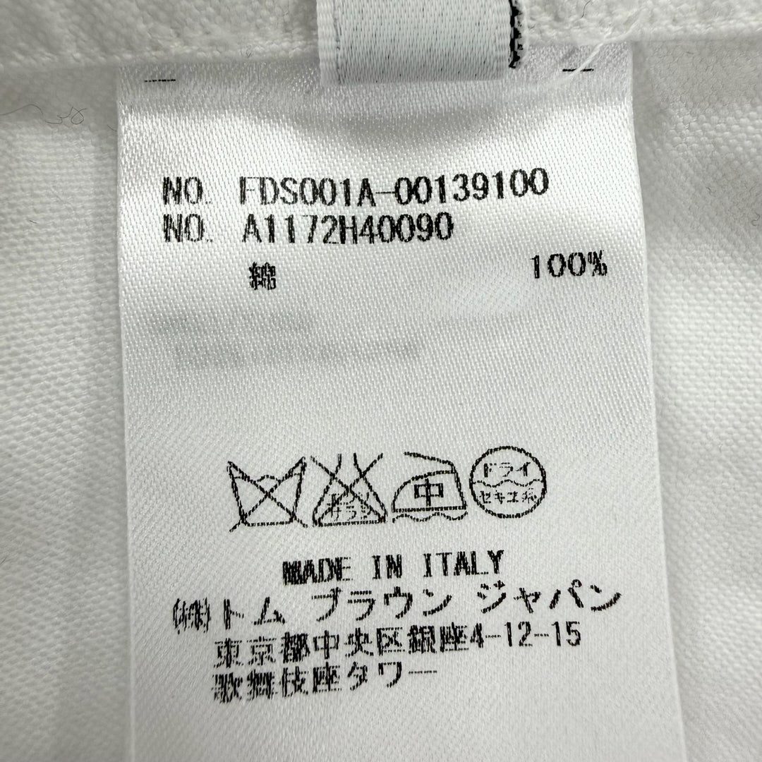 極美品☆THOM BROWNE トムブラウン FDS001A コットン100％ ロング丈 長袖 シャツ ワンピース ホワイト 40 イタリア製 正規品 レディース