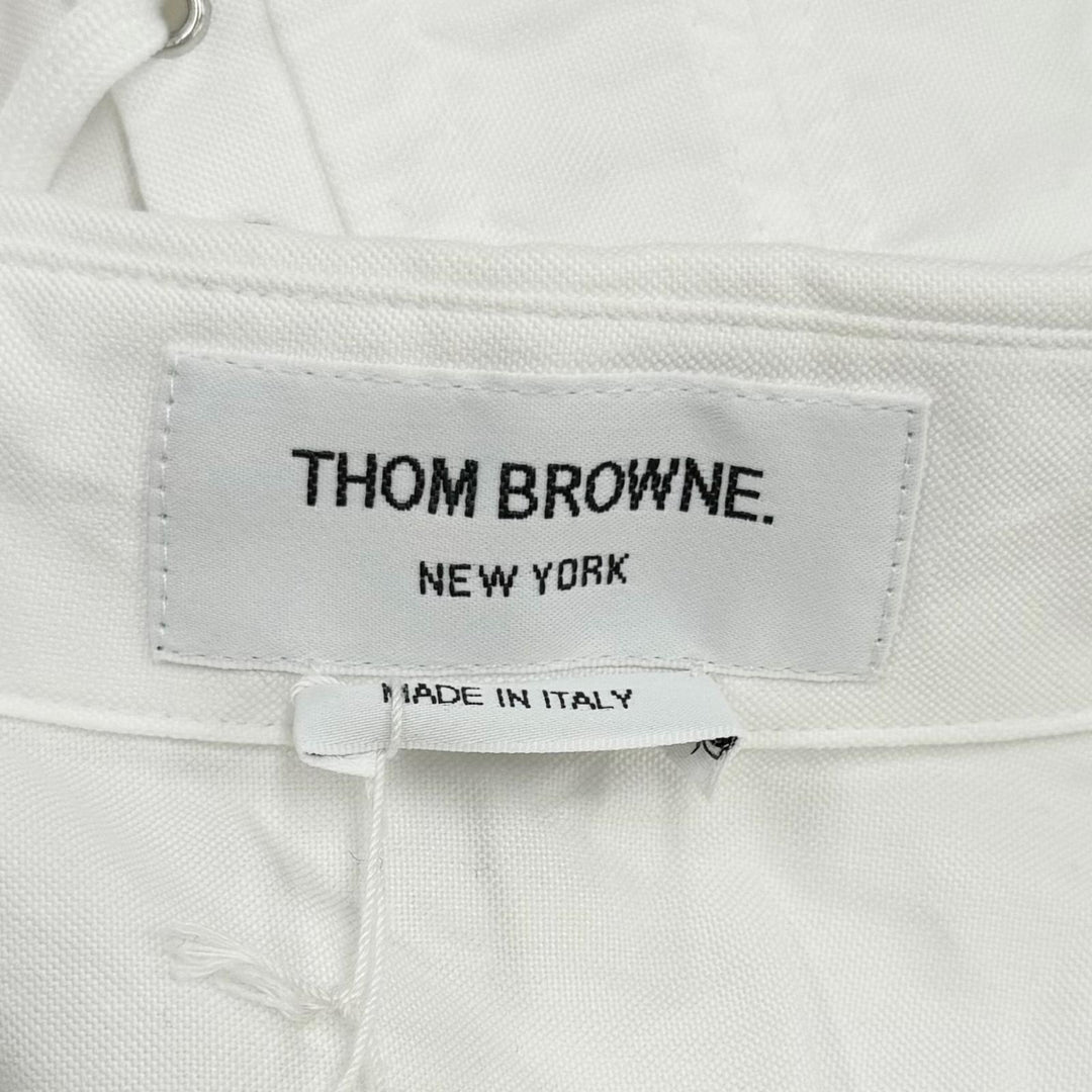 極美品★THOM BROWNE トムブラウン FDS766A コットン100％ レースアップ ノースリーブ ワンピース ホワイト 38 イタリア製 正規品