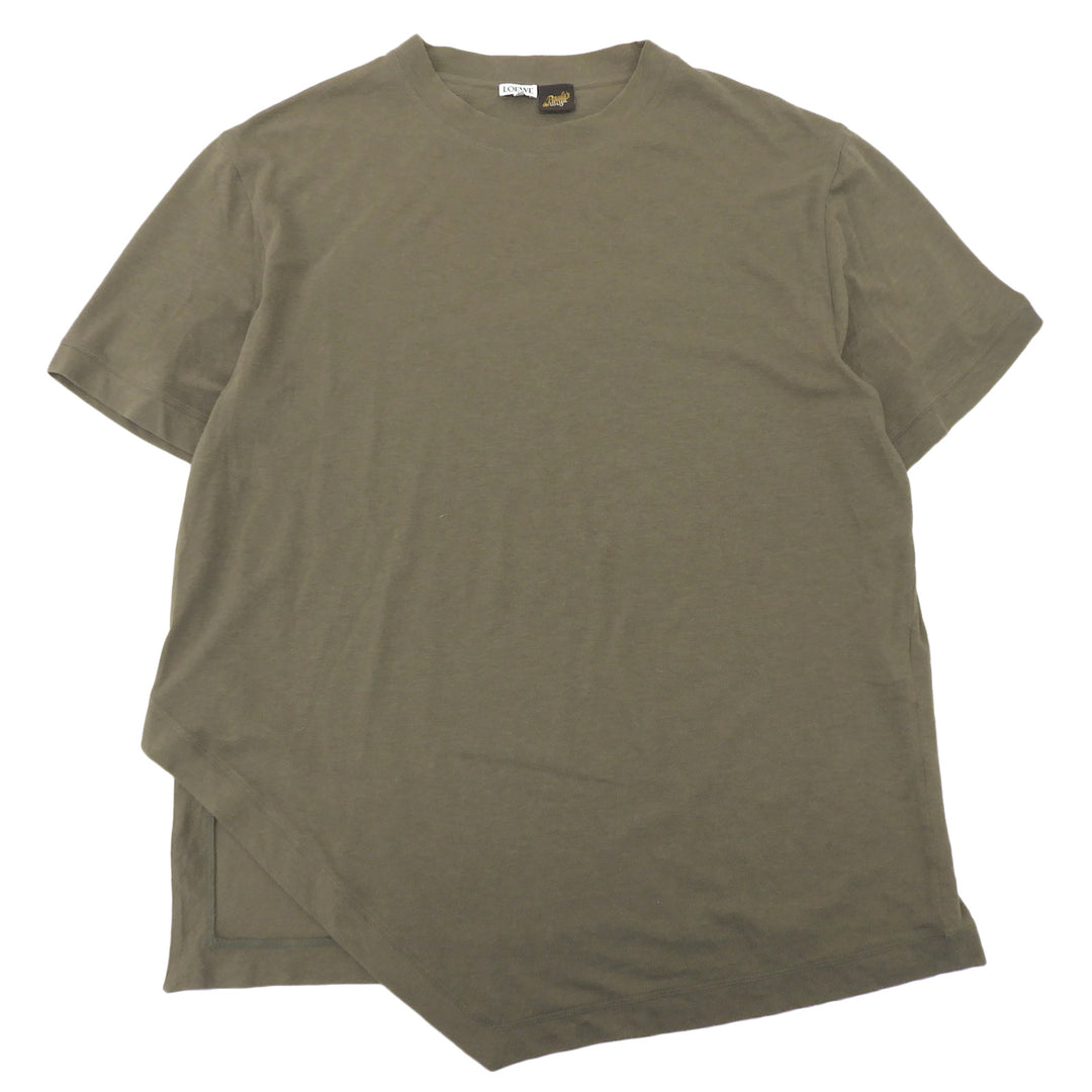 美品▲LOEWE×Paulas Ibiza ロエベ×パウラズイビザ H616Y22X56 アナグラム刺繍 半袖Ｔシャツ カーキ XXL ポルトガル製 正規品 メンズ