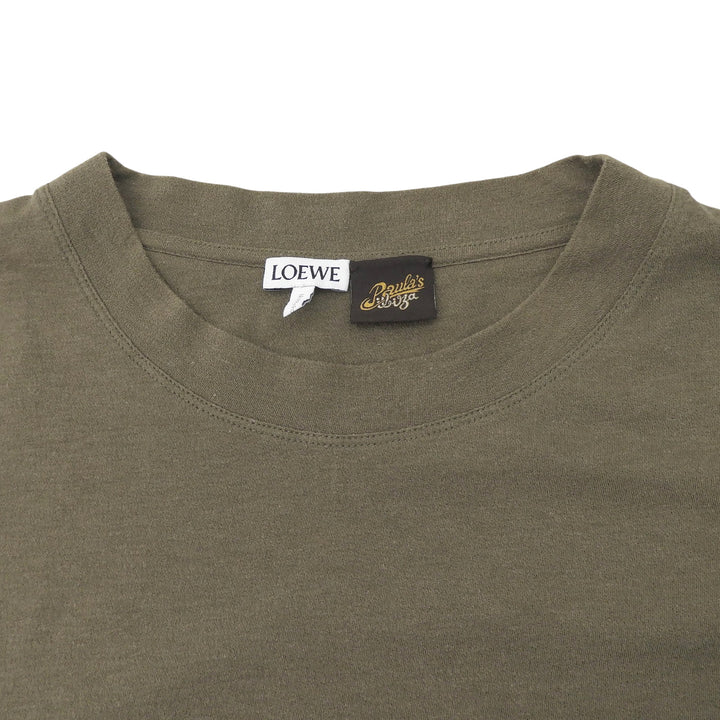 美品▲LOEWE×Paulas Ibiza ロエベ×パウラズイビザ H616Y22X56 アナグラム刺繍 半袖Ｔシャツ カーキ XXL ポルトガル製 正規品 メンズ