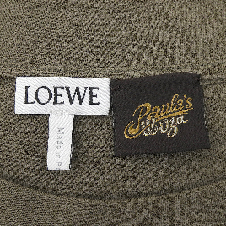 美品▲LOEWE×Paulas Ibiza ロエベ×パウラズイビザ H616Y22X56 アナグラム刺繍 半袖Ｔシャツ カーキ XXL ポルトガル製 正規品 メンズ