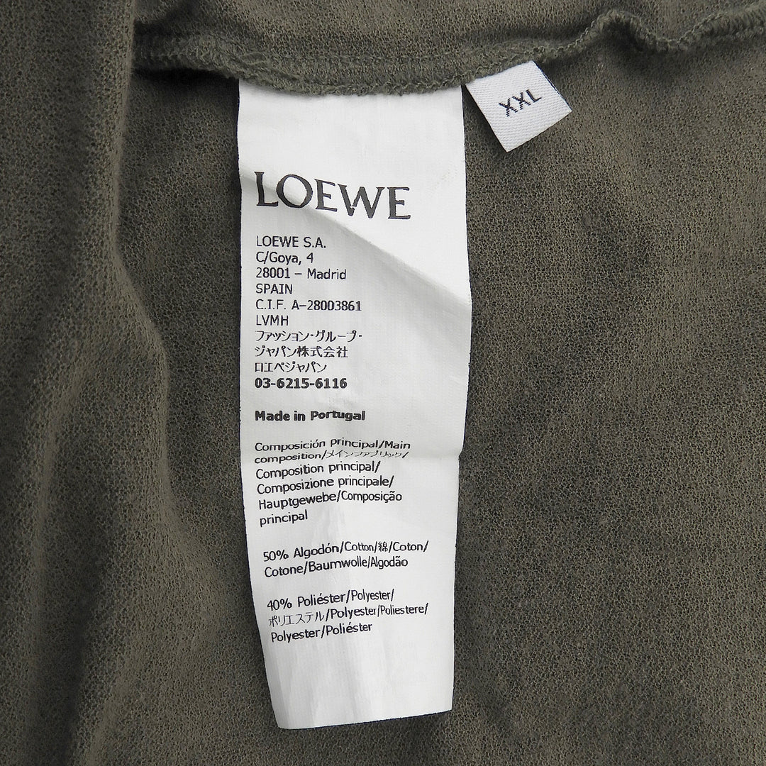 美品▲LOEWE×Paulas Ibiza ロエベ×パウラズイビザ H616Y22X56 アナグラム刺繍 半袖Ｔシャツ カーキ XXL ポルトガル製 正規品 メンズ